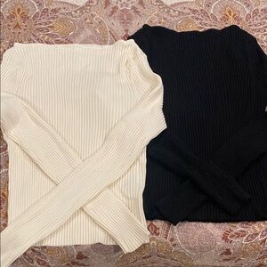 H&M Women's Ribbed Sweaters - Black and Cream